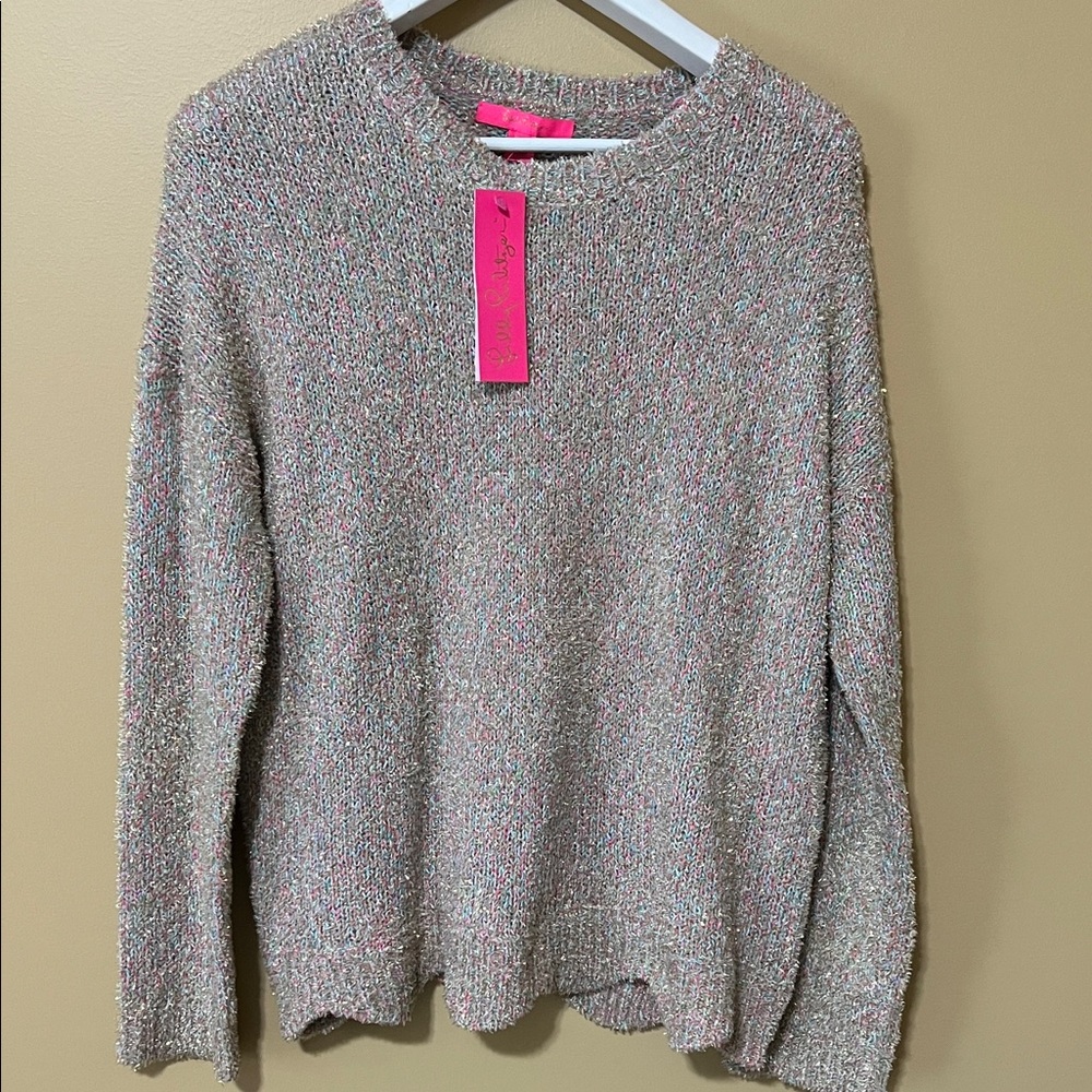 Lilly Pulitzer Gliana Sweater. Pastels with gold thread. NWT. XL
